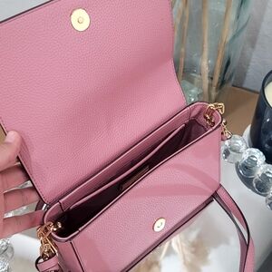 TORY BURCH PINK MAGNOLIA THEA MINI FOLD Over. NWOT!!Pink Leather Shoulder Bag